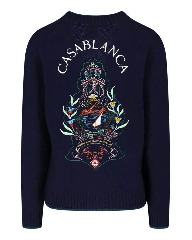 Casablanca Paris Men's Sweaters Blue Wool Navy