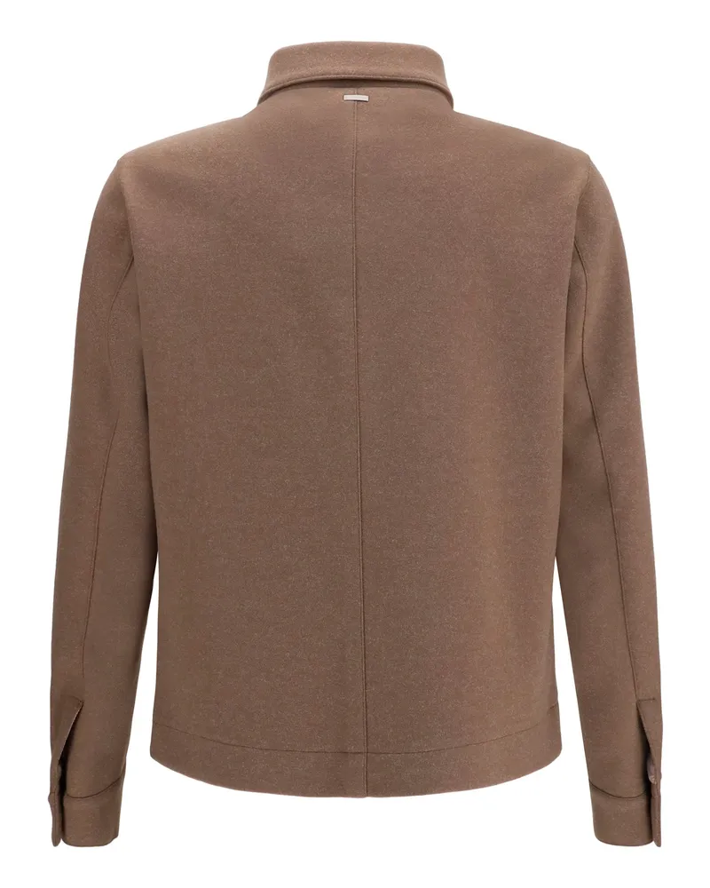 Herno Men's Snap-Button Jacket Tortora Scuro Polyester; Viscose; Acetate Brown