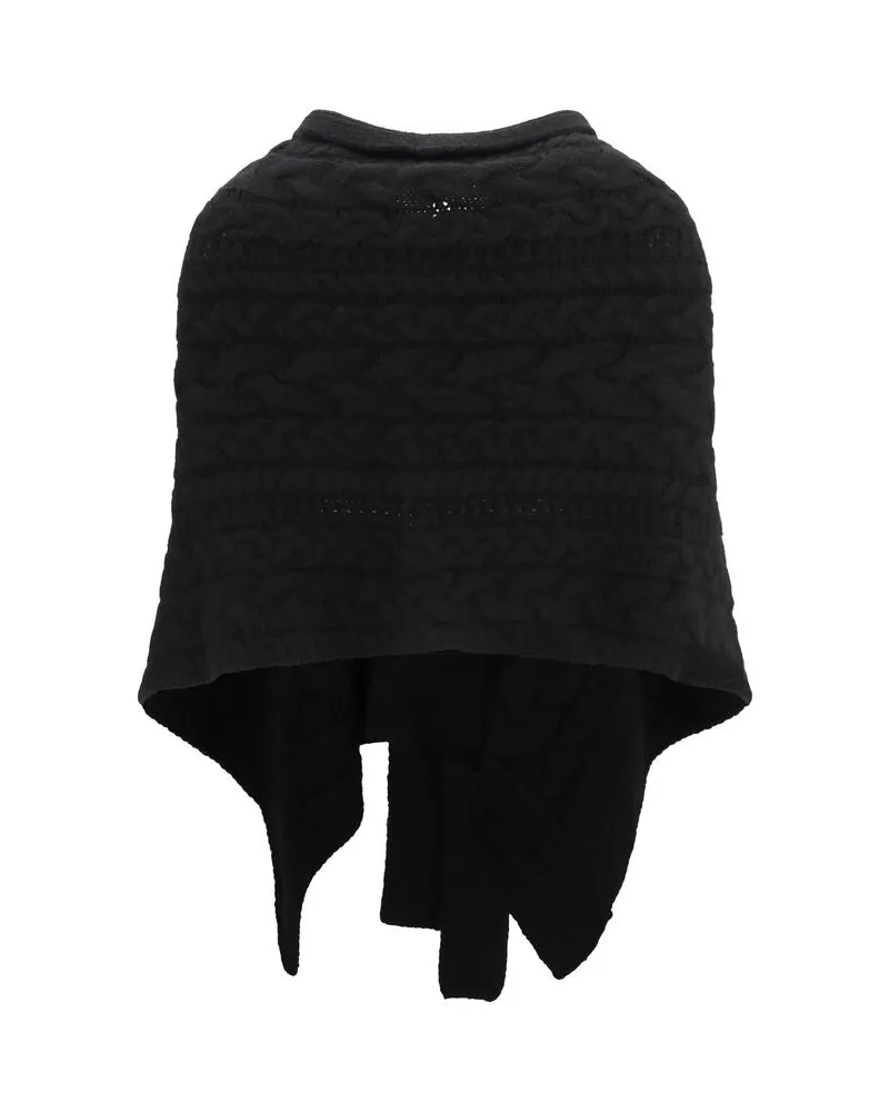 Ermanno Scervino Cable-Knit Cashmere Cape — Black Black