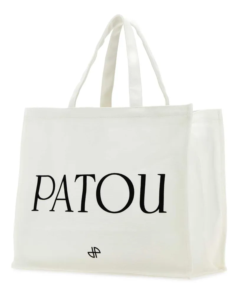 Patou Logo-Printed Cotton Tote Bag — White White
