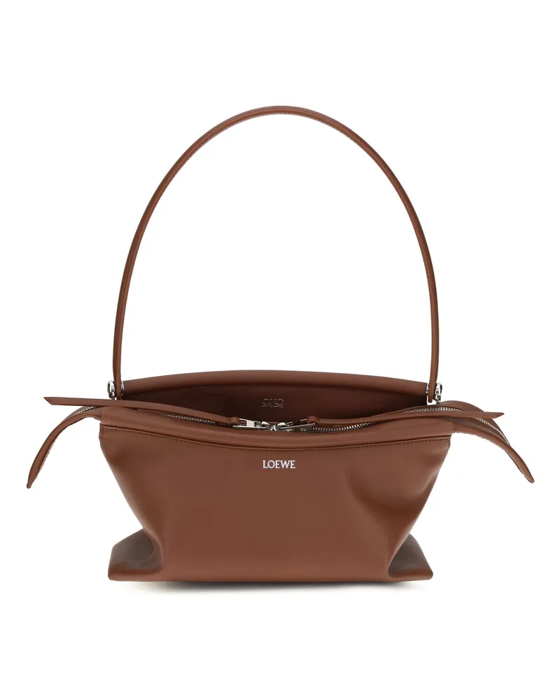Loewe Whisker Calfskin Leather Shoulder Bag — Brown Brown