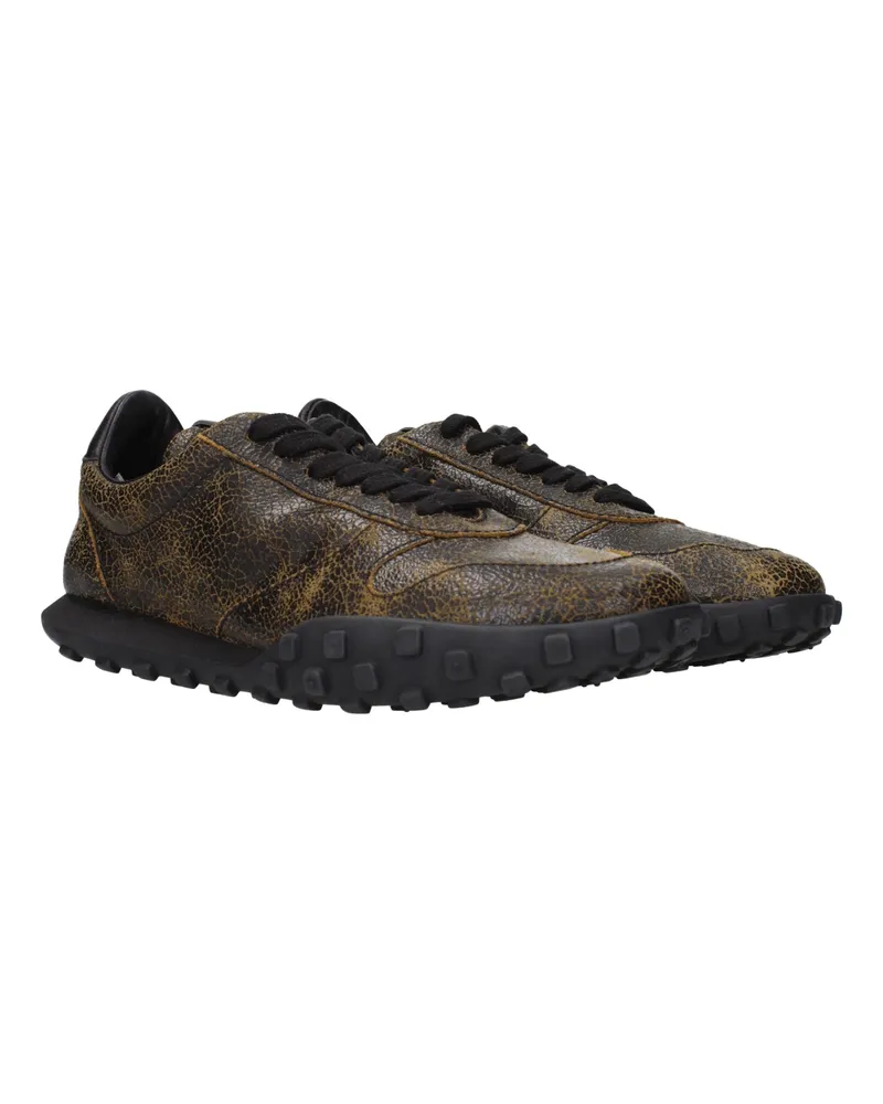 Jil Sander Aged Leather Sneakers — Black Black