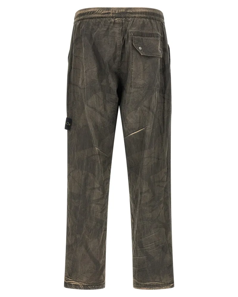 Stone Island Technical Fabric with Wrinkled Finish Cargo Pants 
