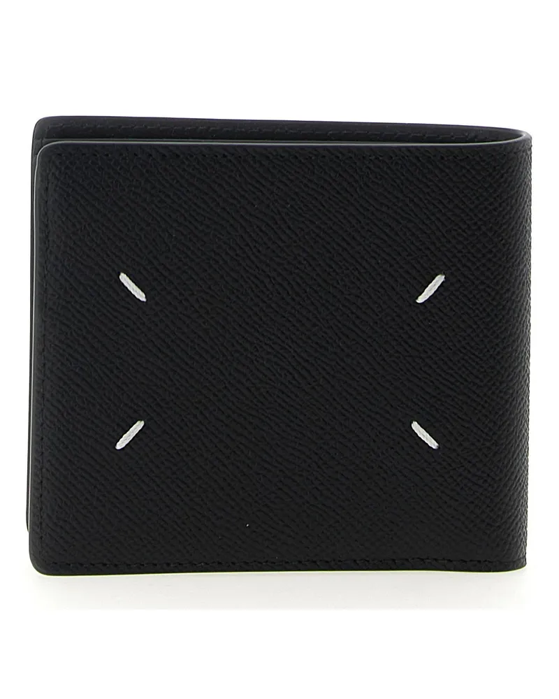 Maison Margiela Leather with Contrast Stitching Wallet — Black Black
