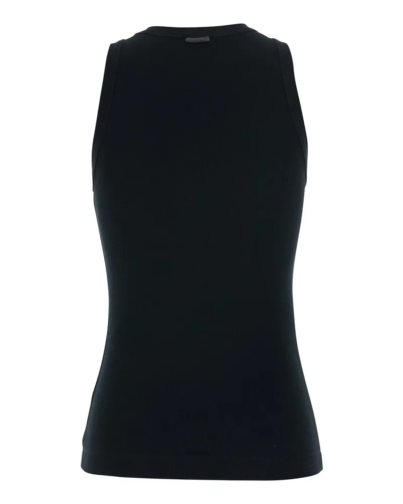 Brunello Cucinelli Women's Top Black Ribbed Cotton Tops Black