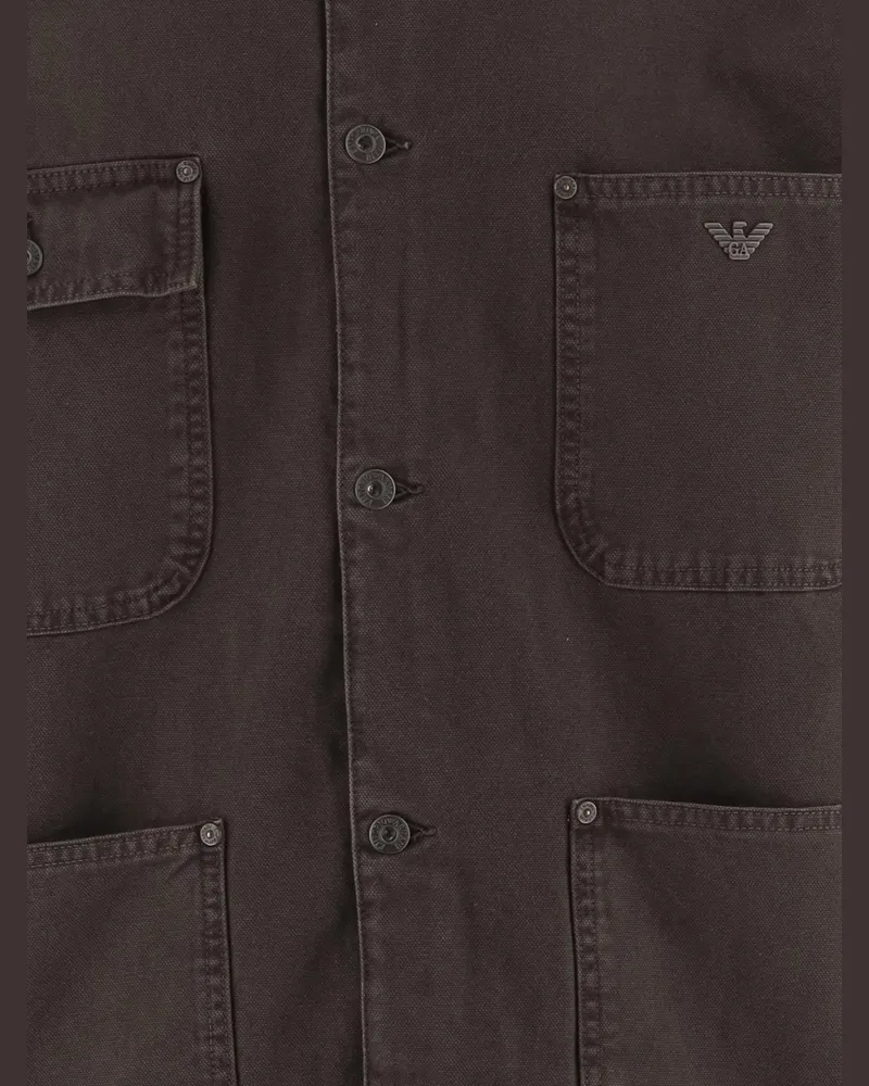 Emporio Armani Men's Cotton Jacket With Patch Pockets Brown Brown