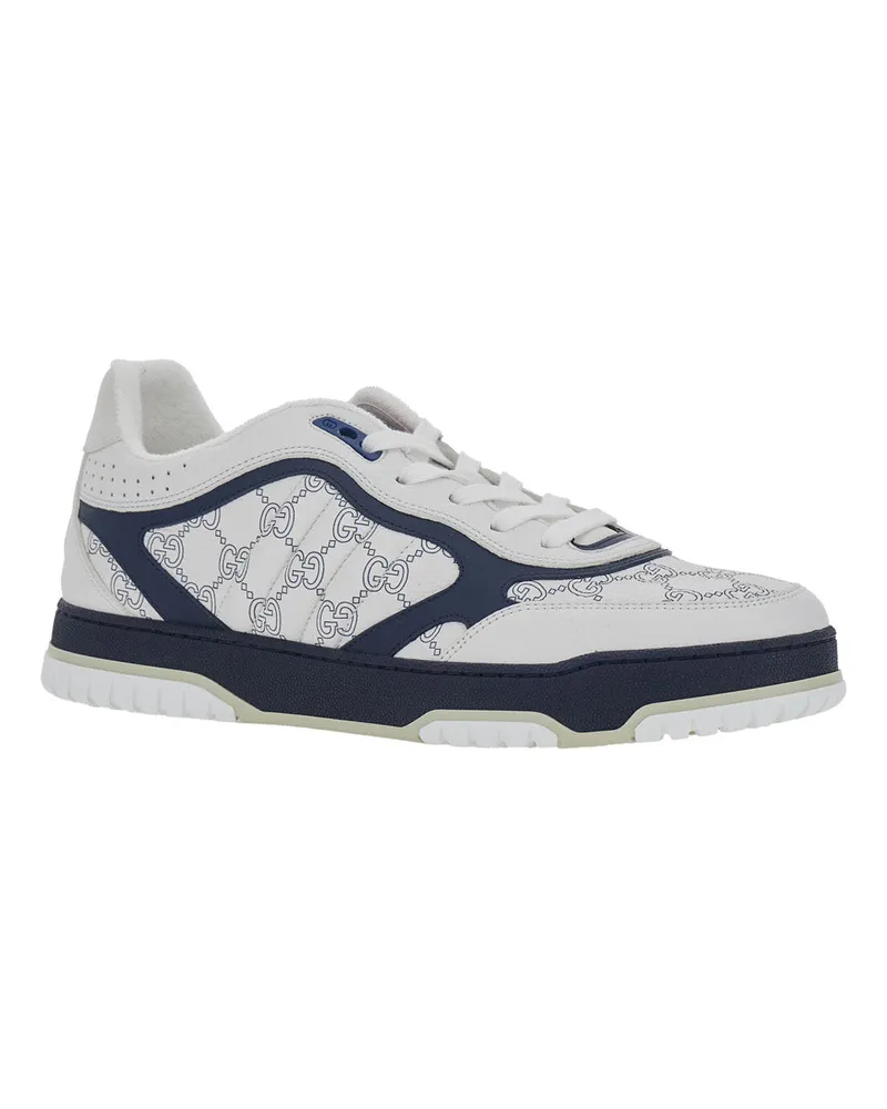 Gucci Men's Low Top Sneakers Re-Web White Leather Calf Trainers White