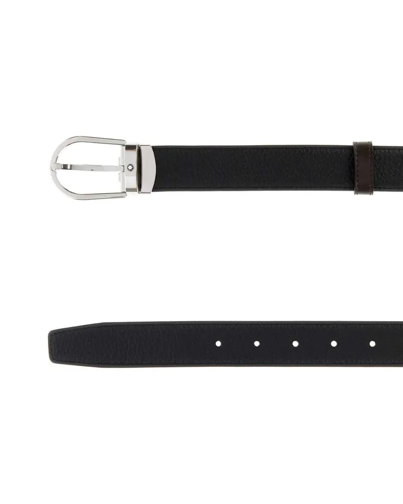 Montblanc Men's Black Leather Reversible Belt 000 Cinture Black