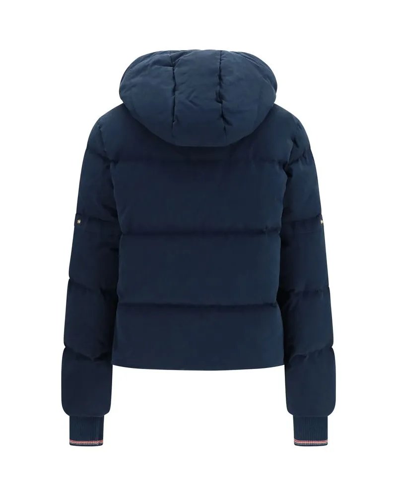 Thom Browne Women's Blue Cotton Full-Length Jacket Clothing Navy