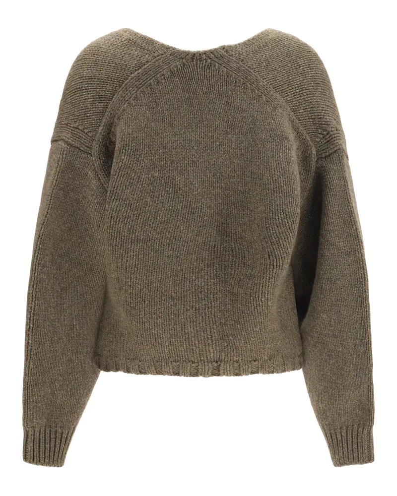 KHAITE Women's Cardigan Axel V-Neck Artichoke Cashmere Sweater Gray