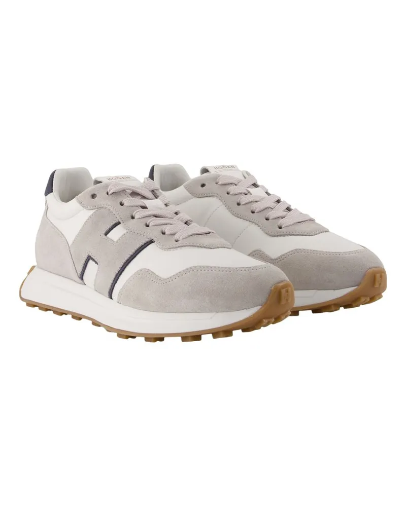 Hogan Men's H601 Allacciato H Patch Sneakers -  Leather Grey Goatskin Shoes Gray