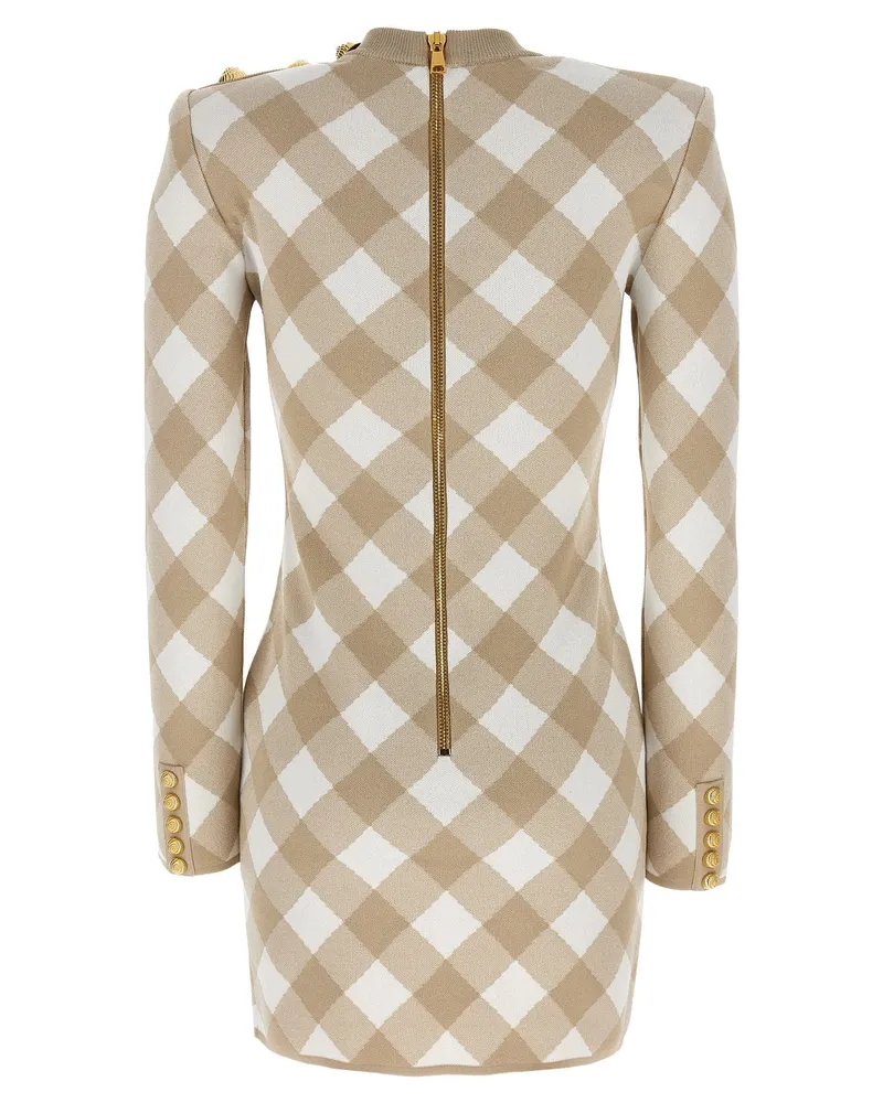 Balmain Vichy Dress — Beige Beige