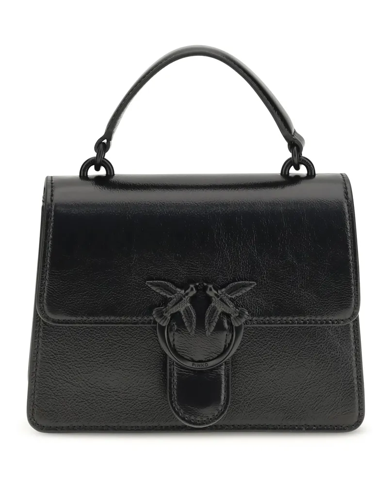 Pinko Women's Top-Handle Mini Handbag Love One Black Limousine Block Goatskin (hircus Goatskin) Shoulder Bags Colour Black
