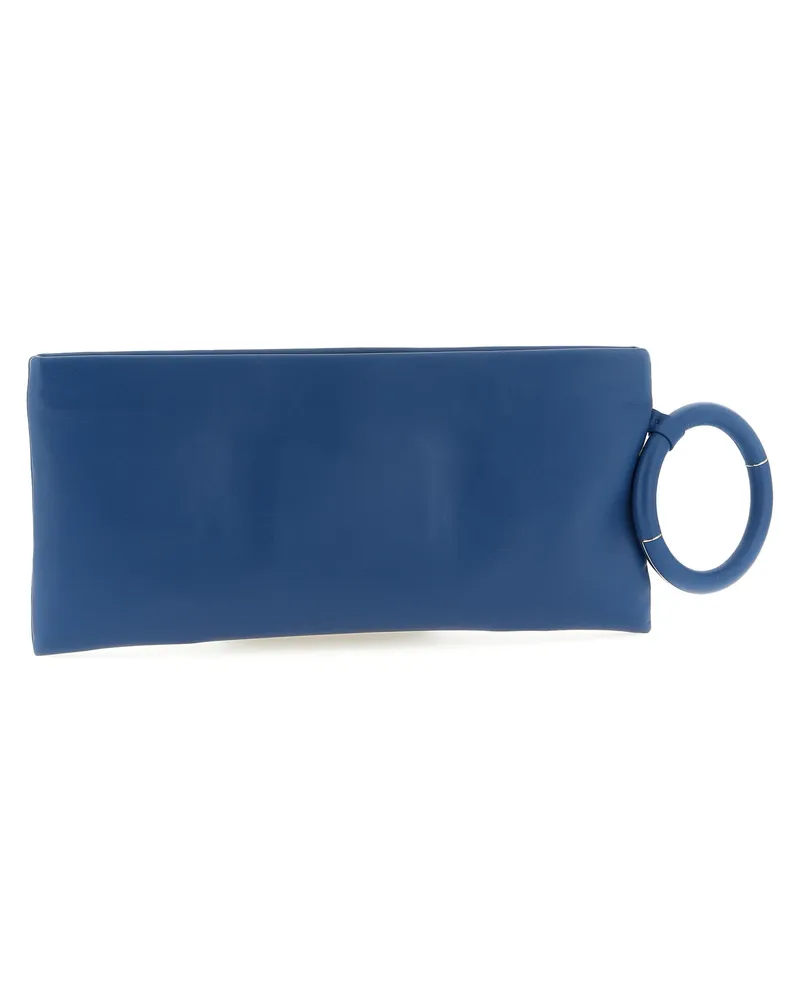 Tom Ford Women's Embossed Logo Lambskin Clutch Blue Sheepskin Leather Blue