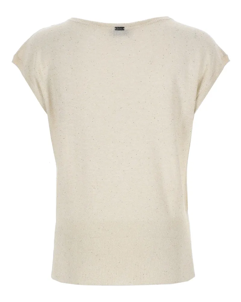Herno Sequined Cotton Blend T-Shirt — Beige Beige