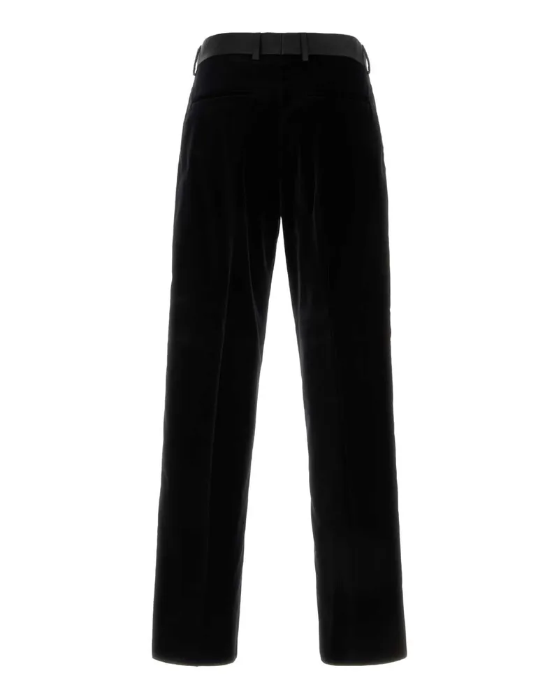Fendi Men's Black Velvet Pant Nero Exterior: Cotton Pantaloni Black