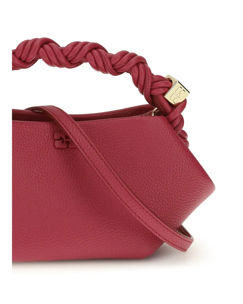 Ganni Women's Handbag Bou Grained Leather Persian Red Recycled Polyester Shoulder Bags Red