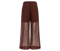 Semi-Transparent Cotton Organza Trousers — Bordeaux