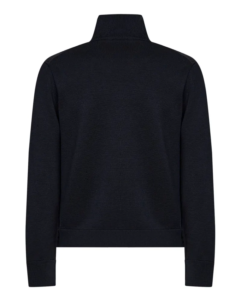 Moncler Men Cardigan Zip-Up Padded Wool-Blend Black Virgin Wool & Down Jackets Black