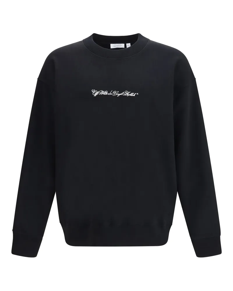 OFF-WHITE Men Crewneck Sweatshirt Script Arrow Black Cotton Sweater Black
