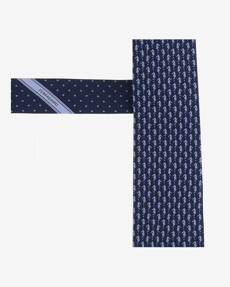 Ferragamo Men's Silk Tie Navy Ties & Bow Navy