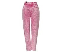 Tie-Dye High-Waist Tapered Jeans — Pink