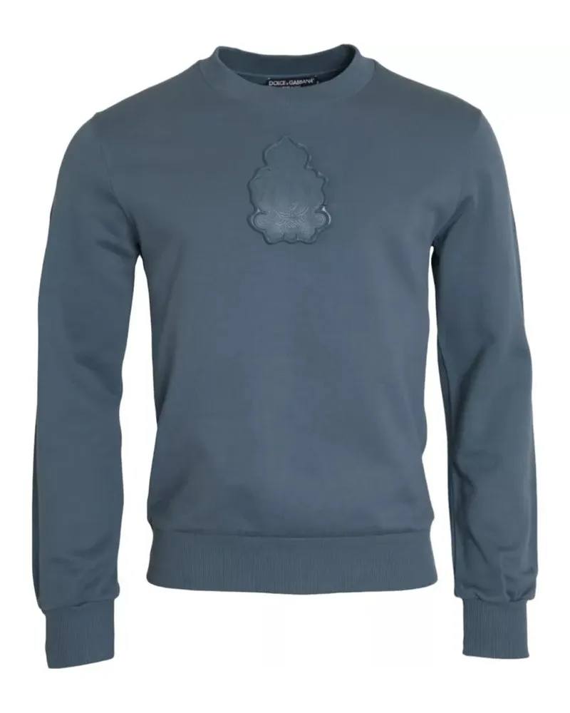 Dolce & Gabbana Men's Logo-Embossed Cotton Sweater Blue Blue