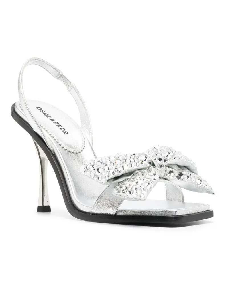 Dsquared2 Crystal Bow-Embellished Heel Sandal — silver Silver