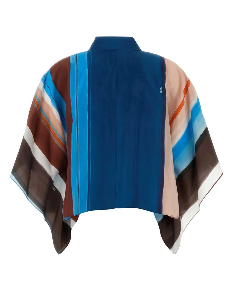 Fendi Women's Printed Silk Shirt Powder Pink-Laguna Exterior: Camicie Pink/laguna Blue