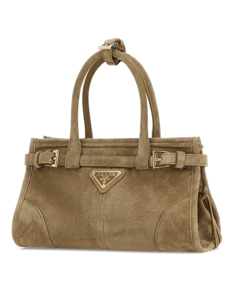 Prada Women's Sand Suede Mini Bonnie Handbag Deserto Beige