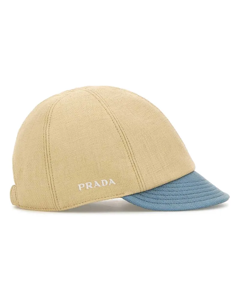 Prada Hat Canvas Colorblock Baseball Cap — Beige Beige
