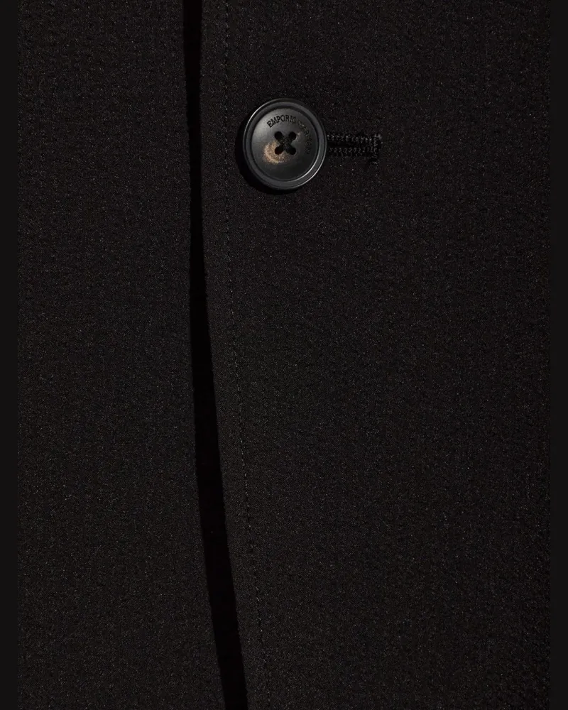 Emporio Armani Single-Breasted Notched Lapel Blazer — Black Black