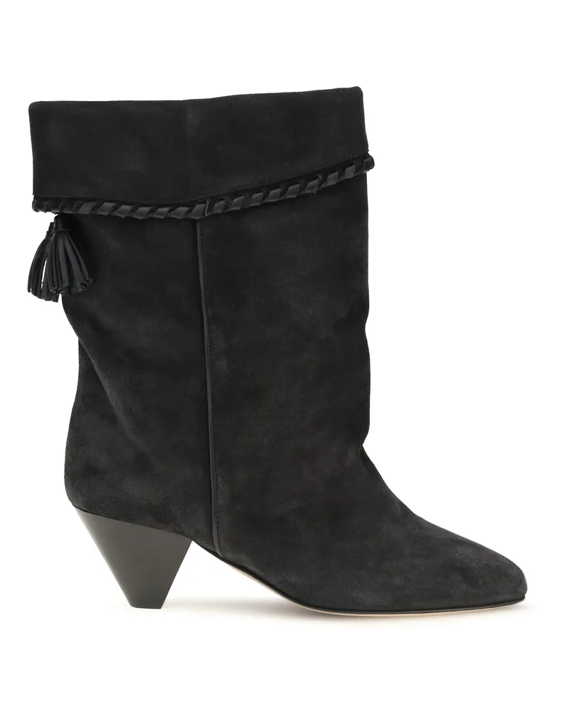 Isabel Marant Women's Boots Draped Suede Faded Black Calf Leather 