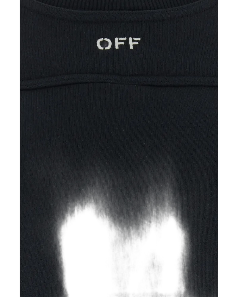 OFF-WHITE Logo-Embroidered Cropped Sweatshirt — Black Black