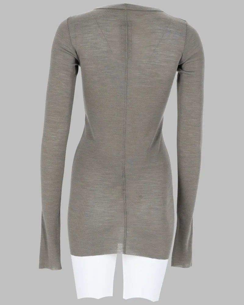 Rick Owens Wool-Silk Blend Long-Sleeved T-Shirt — Gray Gray