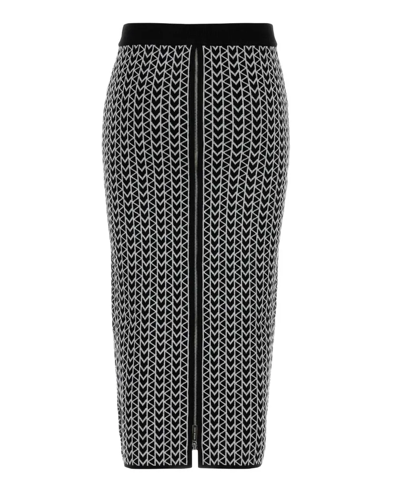 Michael Kors Women Embroidered Stretch Viscose Blend Skirt Nickel Nylo N Elastane Gonne Gray