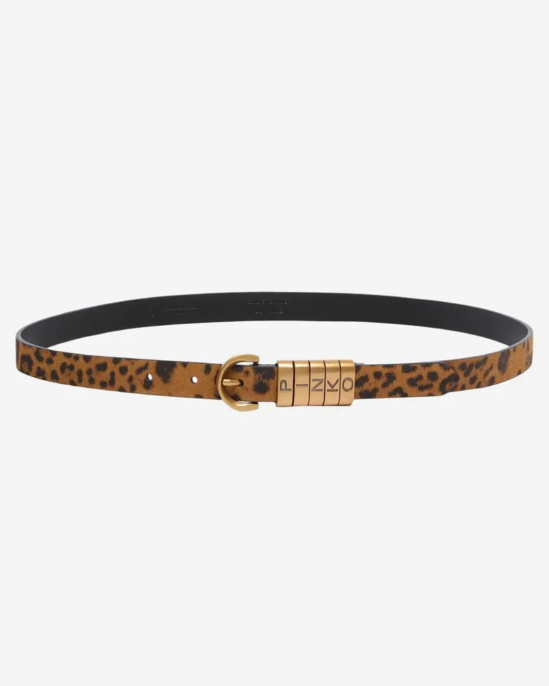 Pinko Women's Suede Leather Belt With Logo Brown