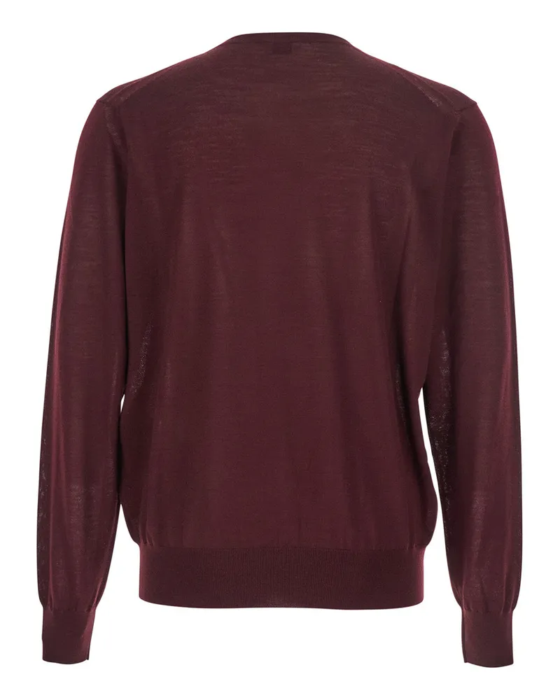 Saint Laurent Men's Bordeaux Crewneck Sweater Cashmere Tops Top Bordeaux