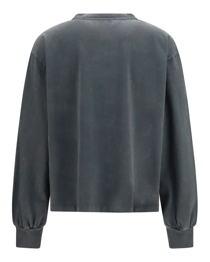 Ganni Women's Long-Sleeve Tiger-Print T-Shirt Phantom Cotton Sweatshirts Sweater Gray