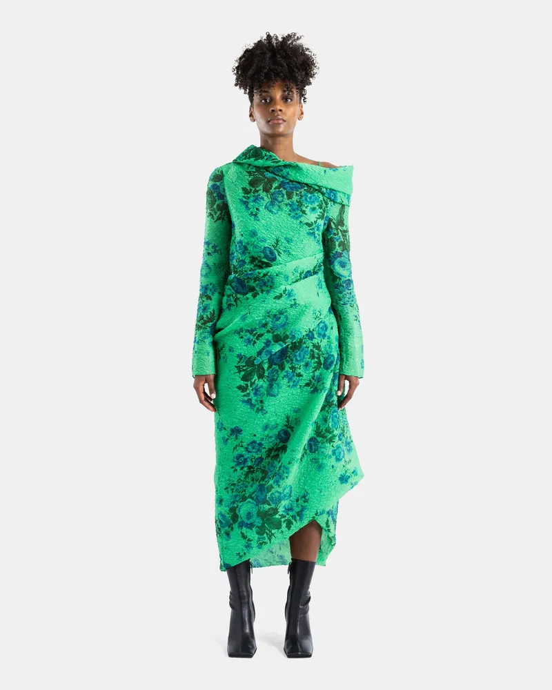 Erdem Women's Midi Pencil Dress Sea Green Linen With Flowers Green