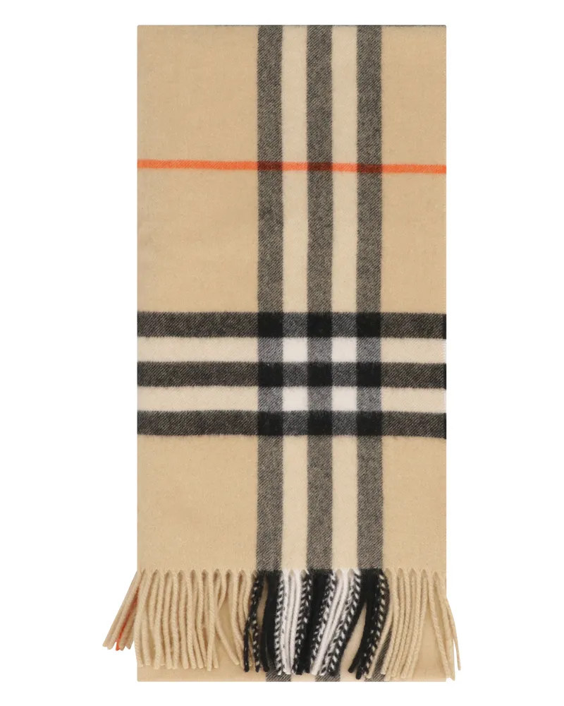 Burberry Men's Checked Cashmere Scarf Beige Scarfs Beige