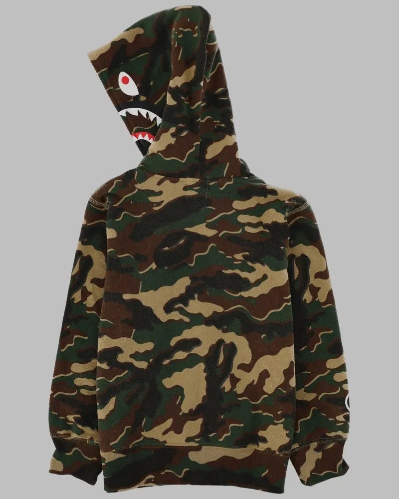 BAPE Shark Graphic Full-Zip Hoodie — Green Green