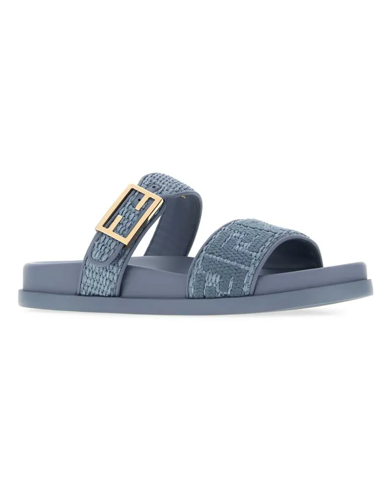 Fendi Denim Jeans+denim Ch Slippers Flat Shoes Blue