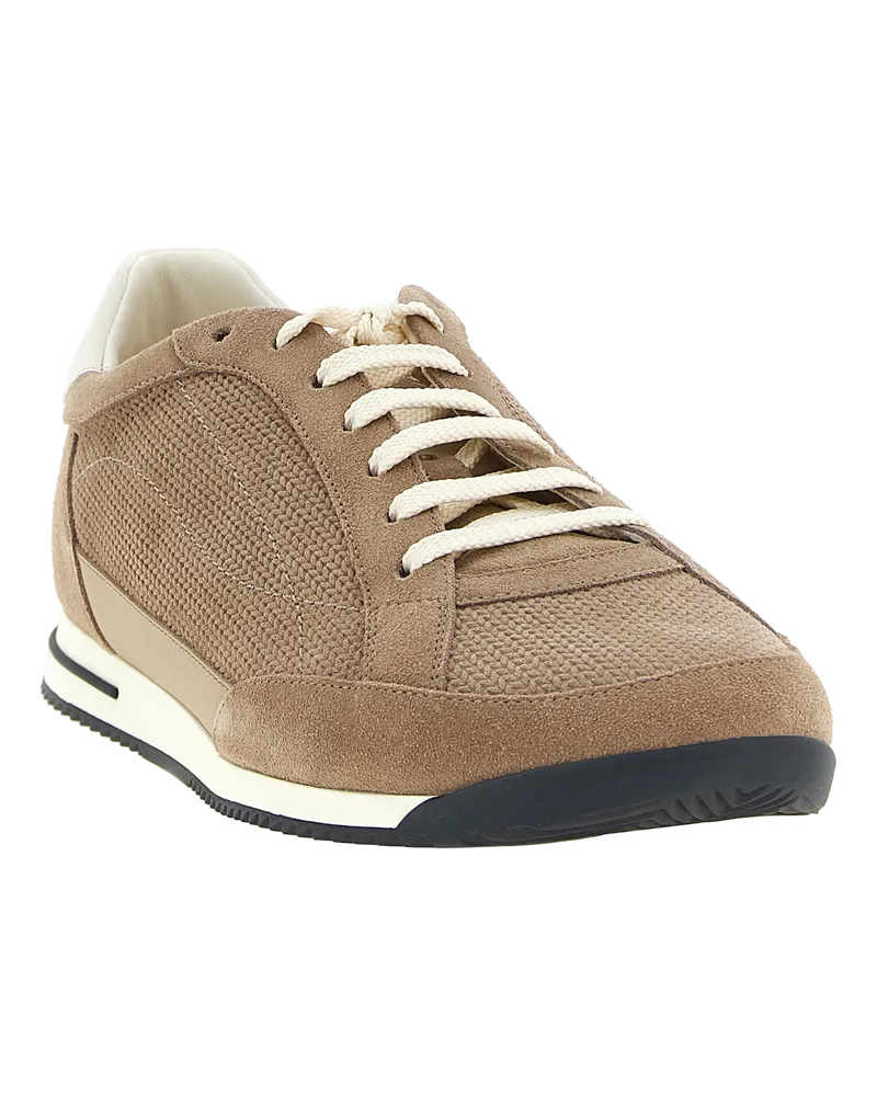 Brunello Cucinelli Men's Beige Calfskin Low Top Sneakers Beige