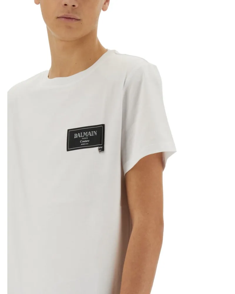 Balmain Logo-Embroidered T-Shirt — White White