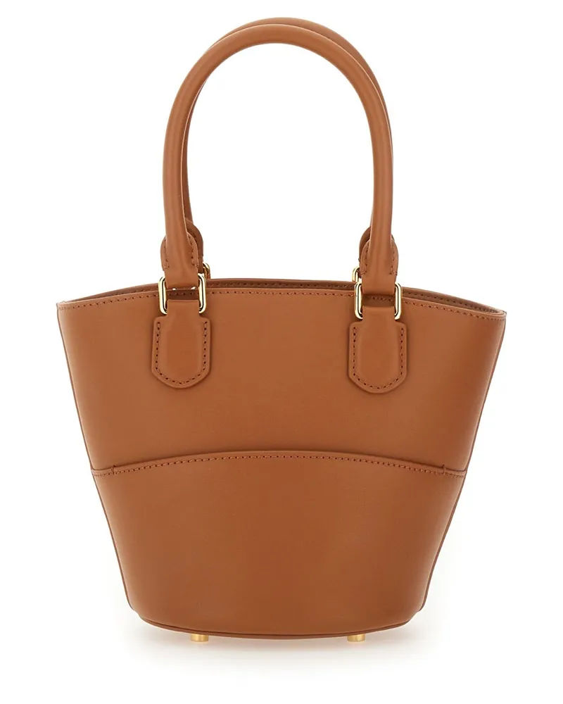 Self-Portrait Leather with Charm Detail Tote Bag — Beige Beige