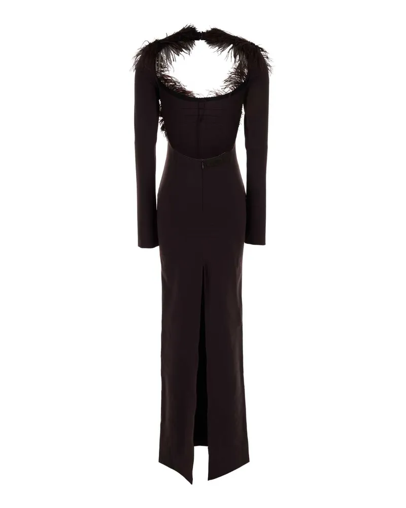 ATTICO Feathered Viscose Dress — Brown Brown