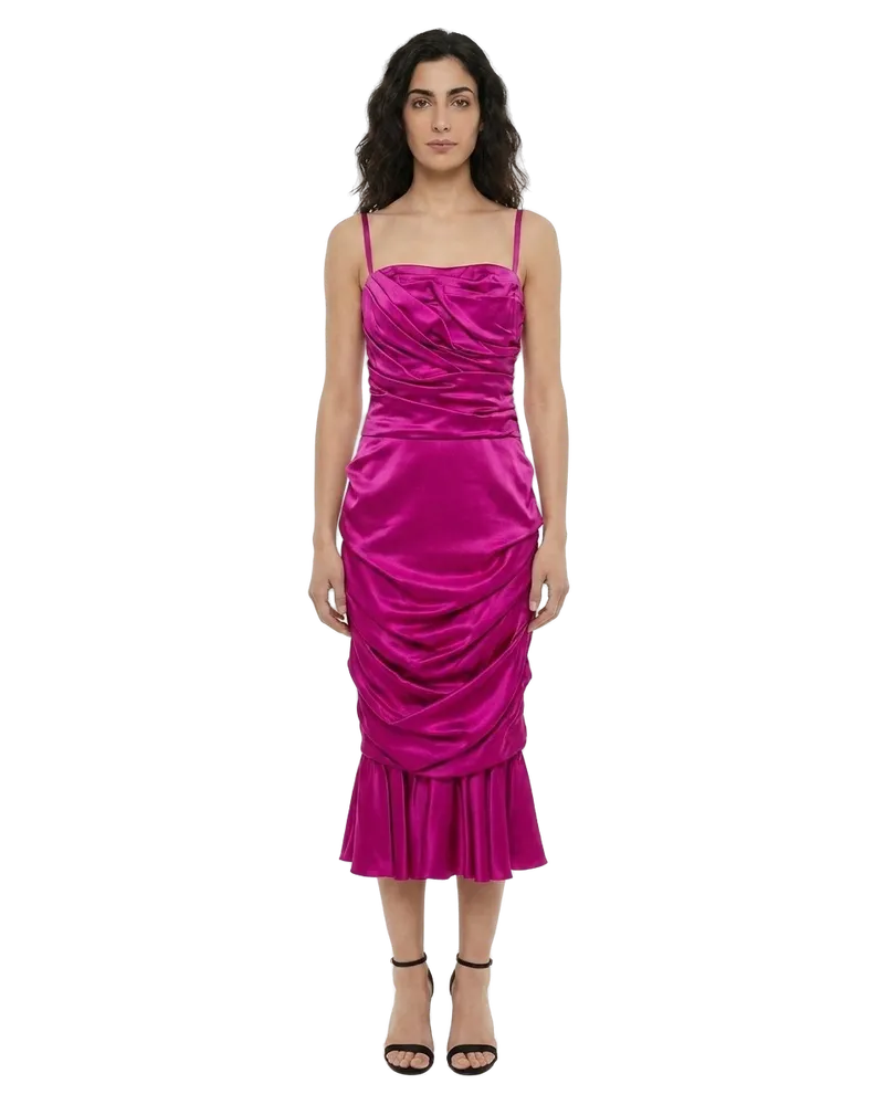 Dolce & Gabbana Ruched Silk Dress — Purple Purple