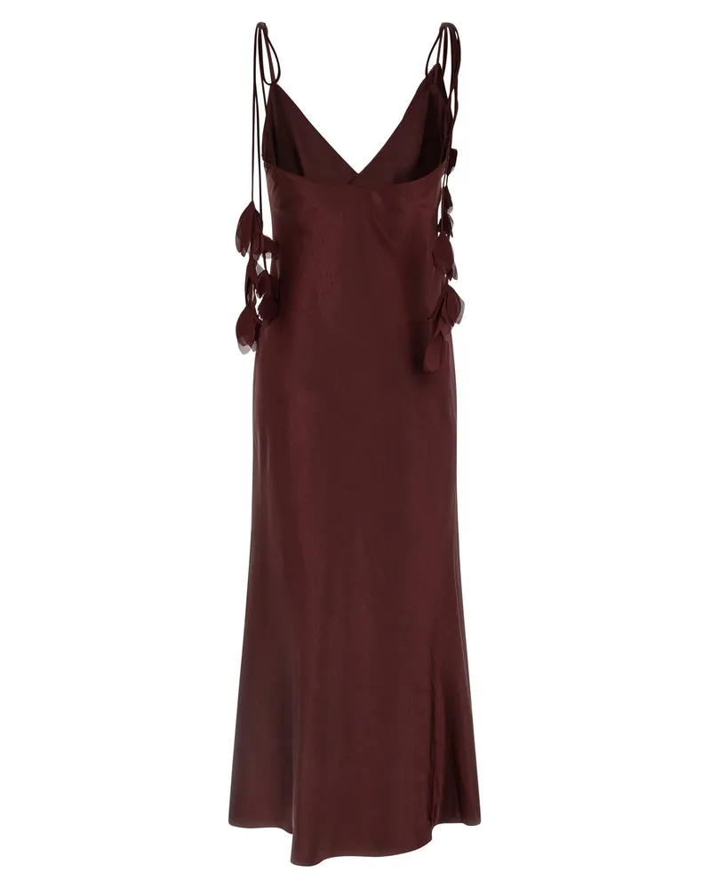 Self-Portrait Satin Crossover Dress — Burgundy Burgundy