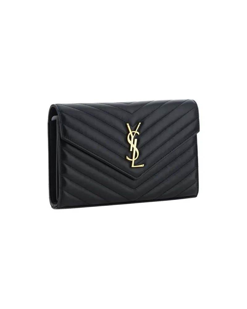 Saint Laurent Women's Black Calf Leather Bos Taurus Shoulder Bag Black